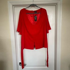 Brand New Red City Chic Red Blouse with Tie strings